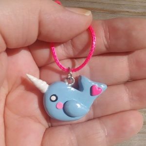 Polymer Clay Baby Narwhal Charm Necklace